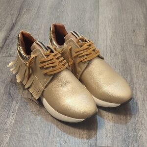 Shu Shop Gold Fringe Women's Sneakers NWOT